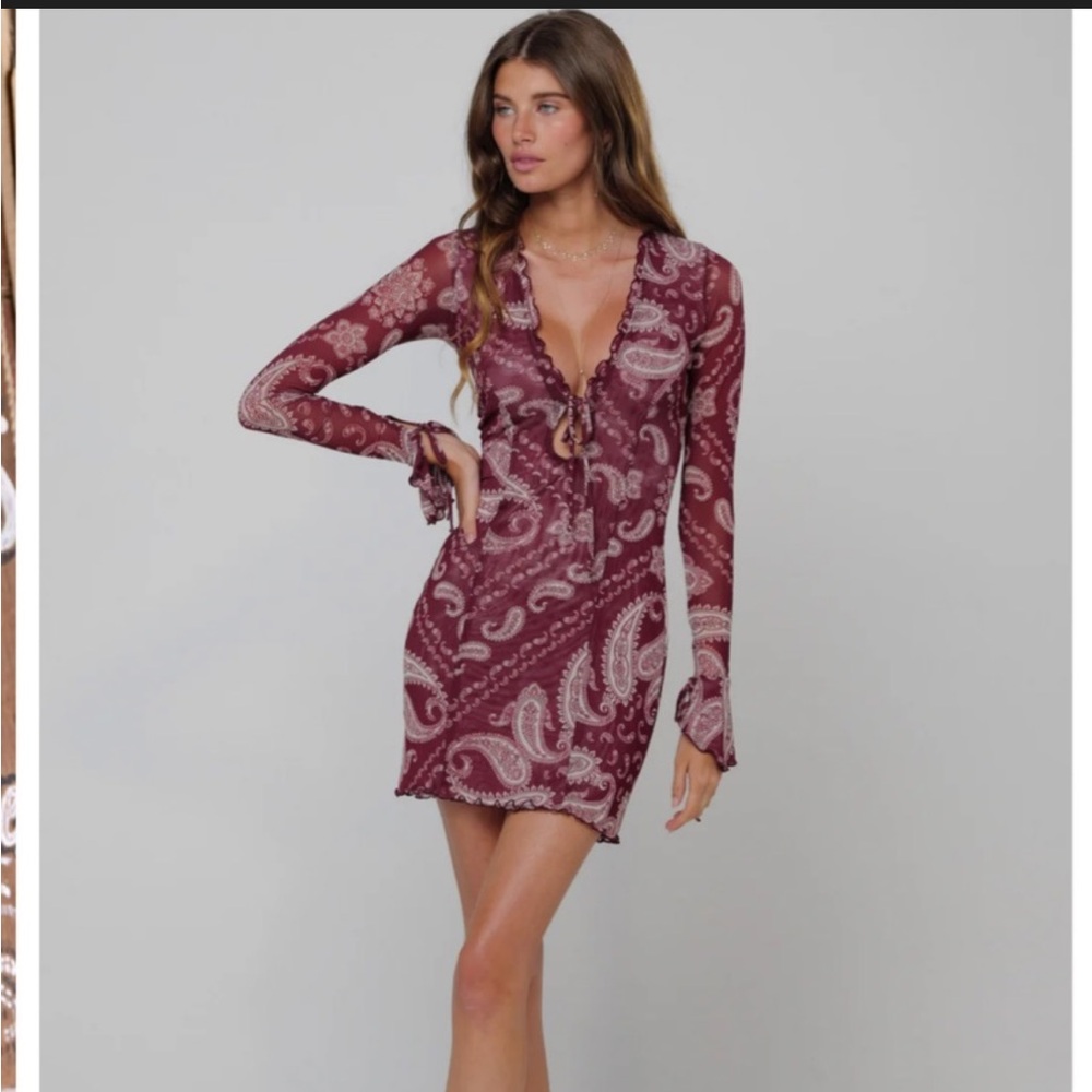 NWT RESA x JOJO Sloane Bronco Long Sleeve Mesh Dress